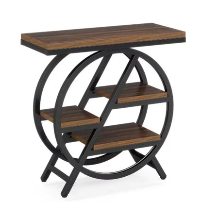 Rectangle MDF End Table with Storage, 3-Tier Narrow Side Table for Living Room, Nightstand Bedroom