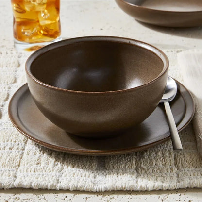 Banks Brown 12-Piece Stoneware Dinnerware Set