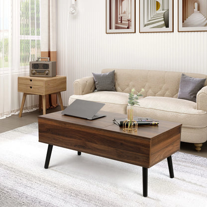 Lift Top Coffee Table with Separate and Hidden Storage Compartment, Double Lift Table Top for Home Living Room