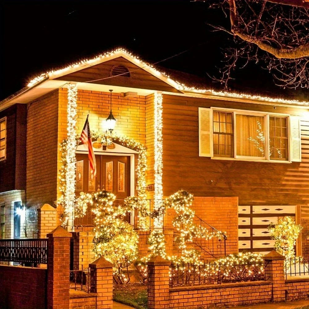 4 Pack 100 LED Solar String LightsTotal 8 Modes Solar Powered Christmas Tree Lights for Outdoor Home Patio and Party Decorations