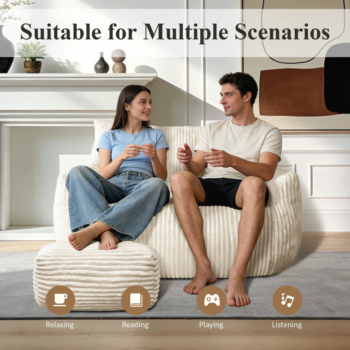 Giant Bean Bag Chair for Adults with Armrests