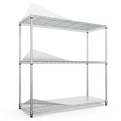 3-layer metal shelf unit, 1050 pound height adjustable metal garage storage rack, heavy-duty storage rack, black/white/chrome