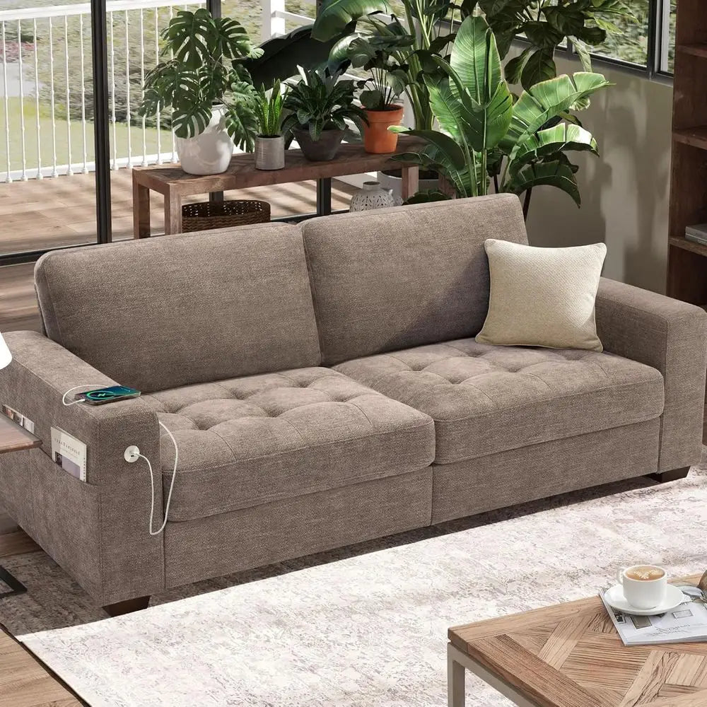 Comfy Sofa with Medium Seat Cushion Wide Armrest, USB