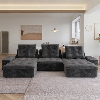 Modular Cloud Sectional Couch Oversized Down Filled Sofa Couches with Chaise Ottoman Adjustable Backrest Couch For Living Room