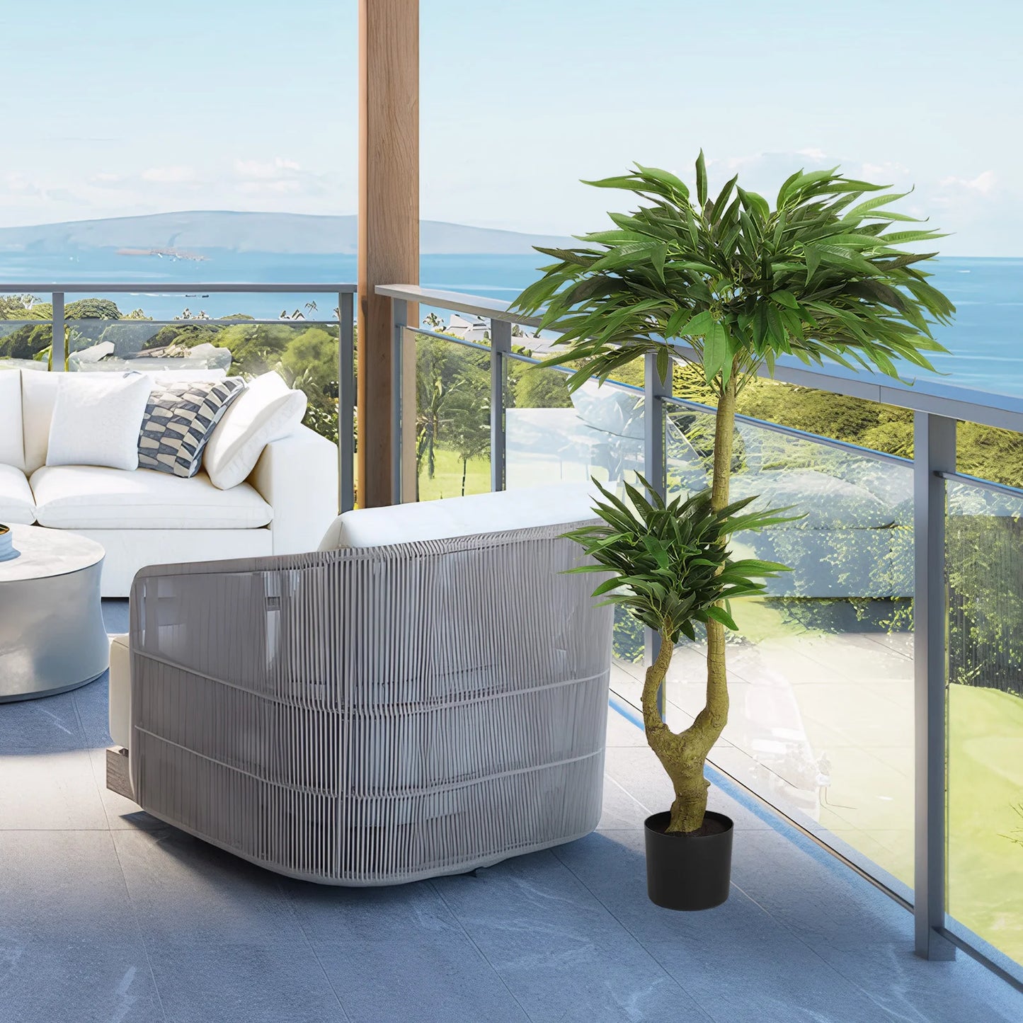 160CM Artificial Tropical Plant, Long Willow Buds Artificial Tree With Planter