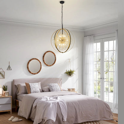 Crystal Chandelier 12-Light Dimmable Sputnik Light Fixtures Dandelion Chandelier Globe Chandelier for Dining Room Bedroom