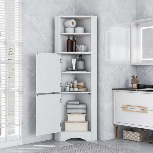 Corner, Freestanding Storage Cabinet Adjustable Shelves,