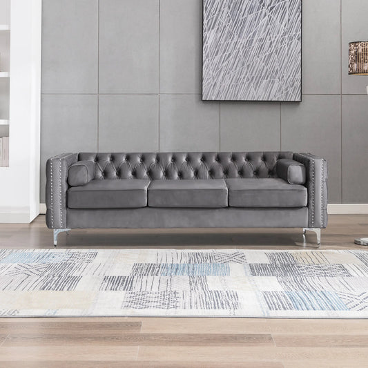 Convertible Sectional Sofa, Velvet Upholstered