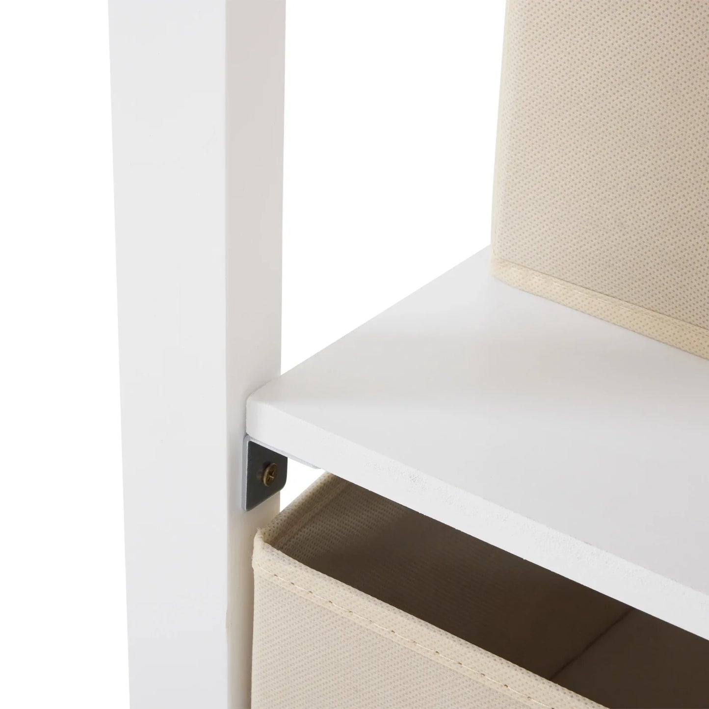 Wooden Bed Bases Removable Top White Painted Pine Children's Cot with 3 Fabric Drawers + 1 Fabric Bag