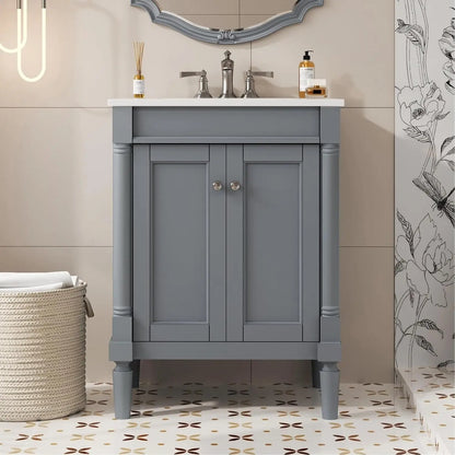 24 Inch Bathroom Vanity with Single Sink Combo Set, Modern Bathroom Storage Cabinet with Double Soft Closing Doors,, Customized