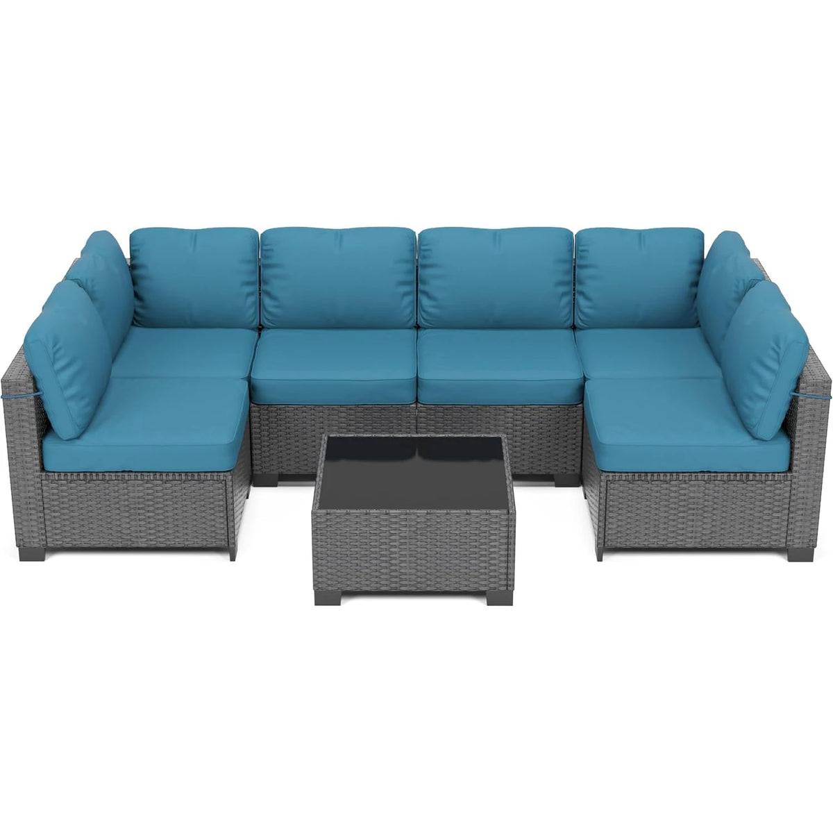 Outdoor Rattan Wicker Sectional Modular Conversation Sofa Set