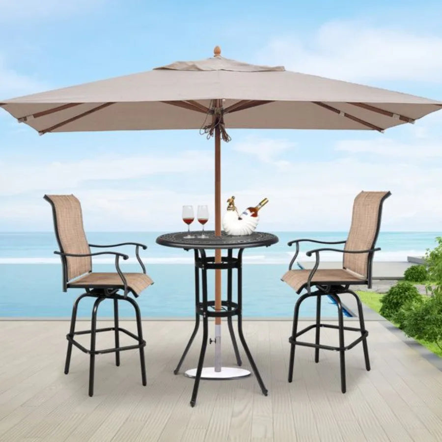 Outdoor Patio Cast Aluminum Round Bar Table