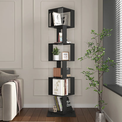 Bookshelf Tower, Floor Standing Wood Narrow Organizer