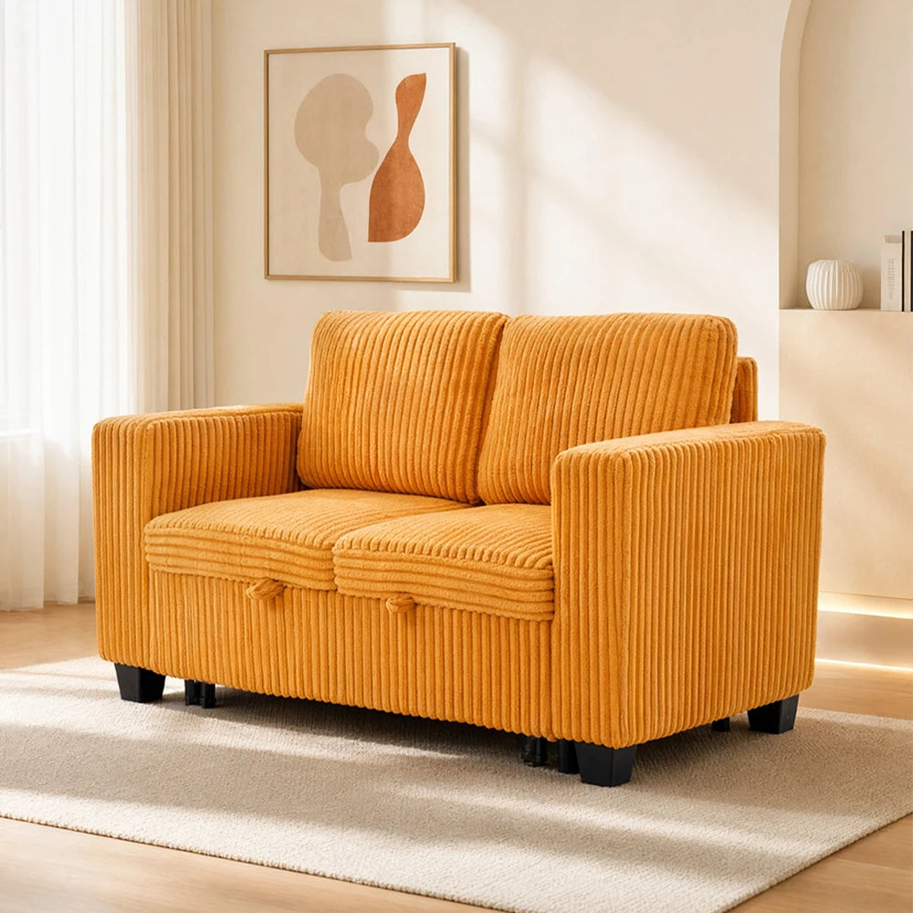 Two-seater Couple Sofa Corduroy Convertible Double Sofa Bed