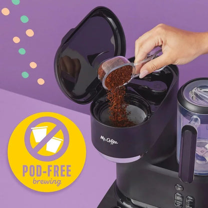 Mr. Coffee 3-in-1 Single-Serve Iced and Hot Coffee/Tea Maker with Blender with Reusable Filter, Scoop, 2 Tumblers, Straws, Black