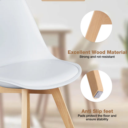 Leather Dining Chairs Set of 4 Wooden Legs Lounge Chair