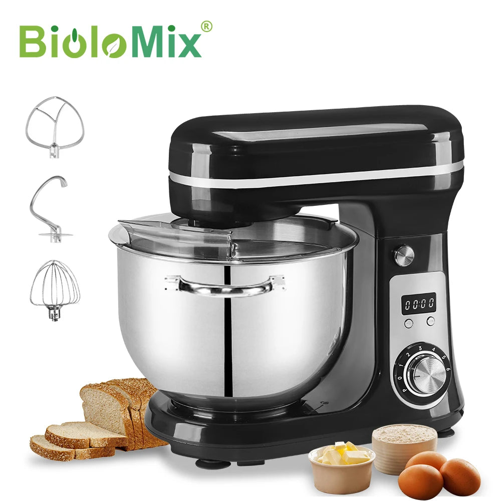 Food Stand Mixer, Blender, Quiet Motor, Cream Egg Whisk, Whip Dough Kneader, 6-Speed, 1200 W, 6 L, DC