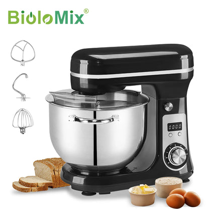 Food Stand Mixer, Blender, Quiet Motor, Cream Egg Whisk, Whip Dough Kneader, 6-Speed, 1200 W, 6 L, DC