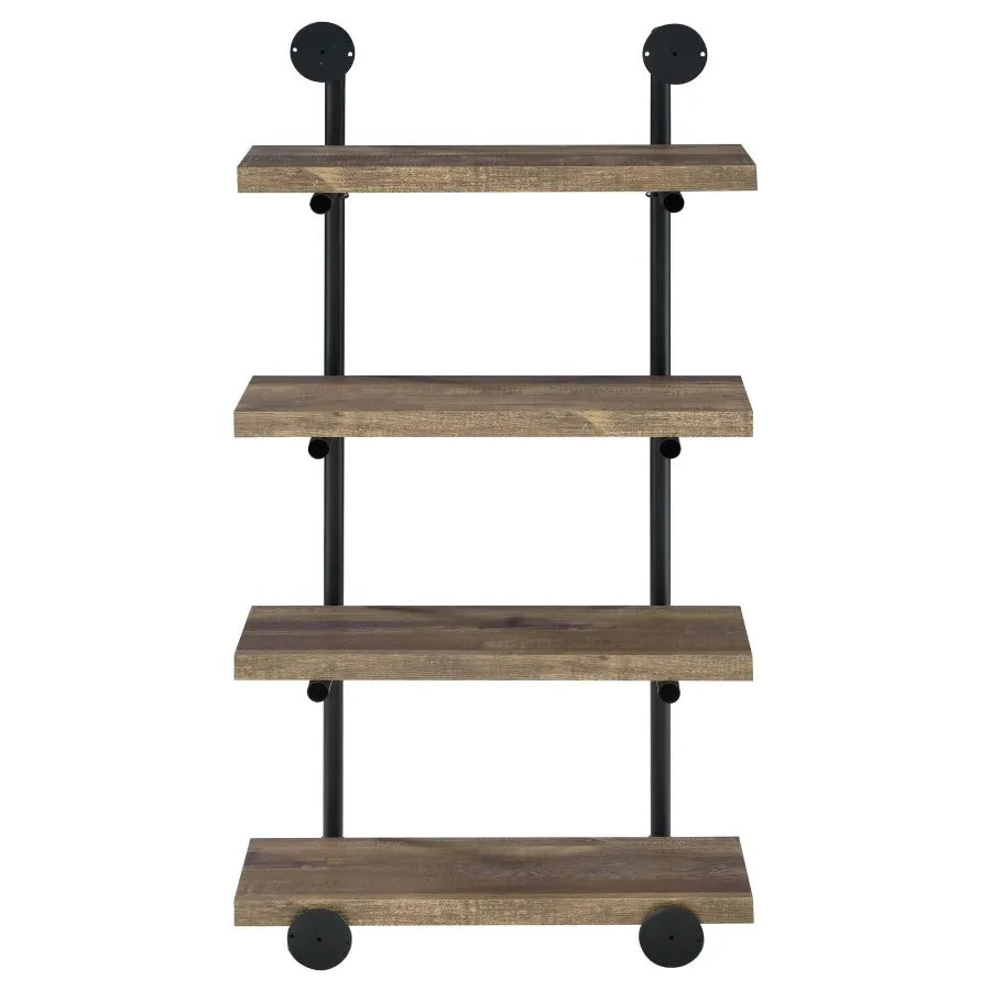 Black and Rustic Oak 4tier Wall Shelf