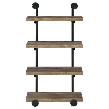 Black and Rustic Oak 4tier Wall Shelf