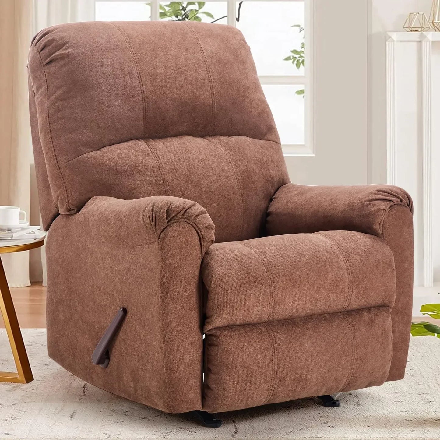 Rocker Recliner Chair for Adults Set of 2,Manual Recliner Chair with Overstuffed Backrest and Armrests,Soft Fabric Manual