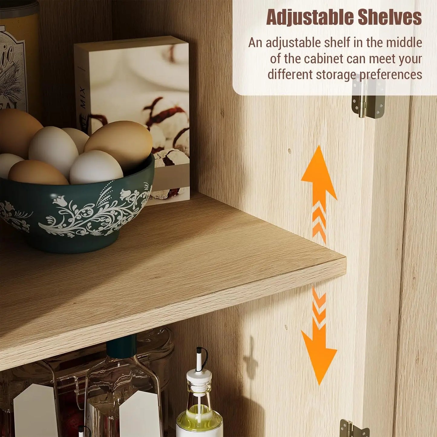 Kitchen Pantry Cabinet 72" Tall Storage Pantries with 4 Doors and Adjustable Shelves,Farmhouse Cabinet with 1 Drawer