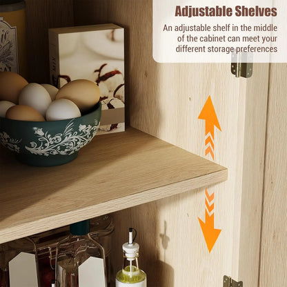 Kitchen Pantry Cabinet 72" Tall Storage Pantries with 4 Doors and Adjustable Shelves,Farmhouse Cabinet with 1 Drawer