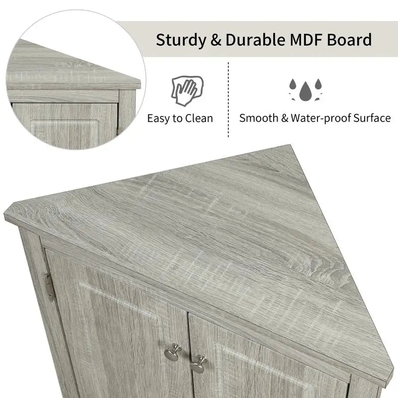 Freestanding Floor Cabinet for Bathroom & Kitchen Storage with Adjustable Shelves