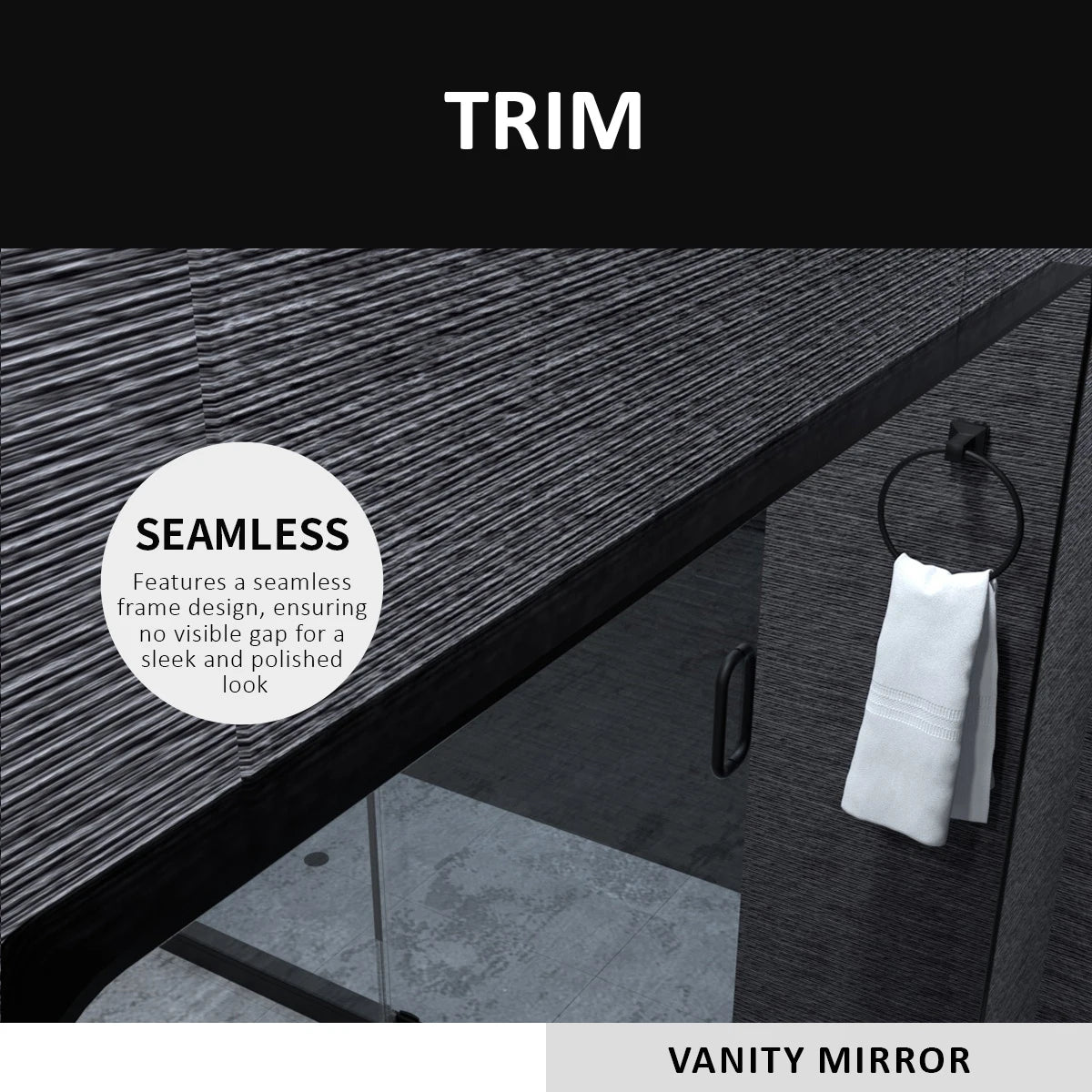 Aluminum Framed Matte Black Rectangle Bathroom Wall Mirror