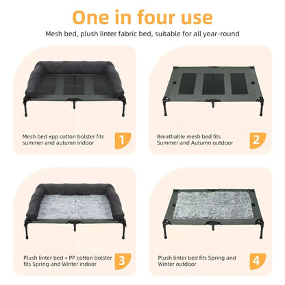BINGOPAW Outdoor Elevated Dog Bed Cooling Raised Pet Lounger