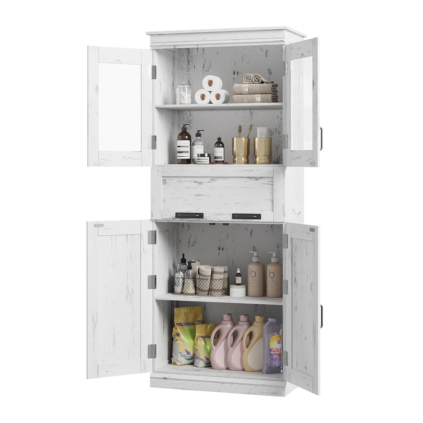 67" Tall Bathroom Storage Cabinet and Tall Cabinet for Living Room