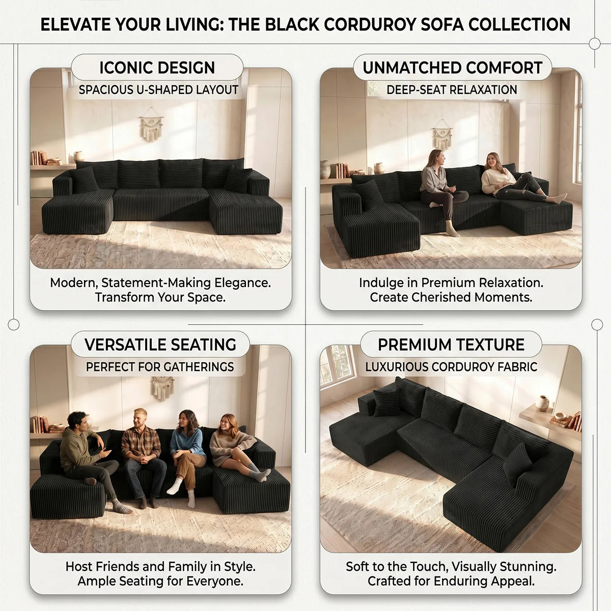 U-shaped Modular Canvas Sofa