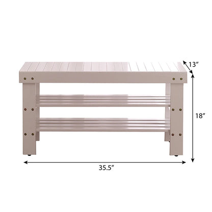 Pina Quality Solid Wood Shoe Bench, White Finish On-Site