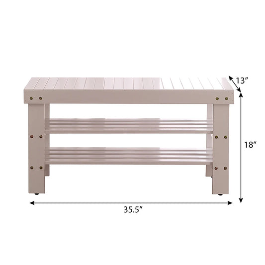 Pina Quality Solid Wood Shoe Bench, White Finish On-Site