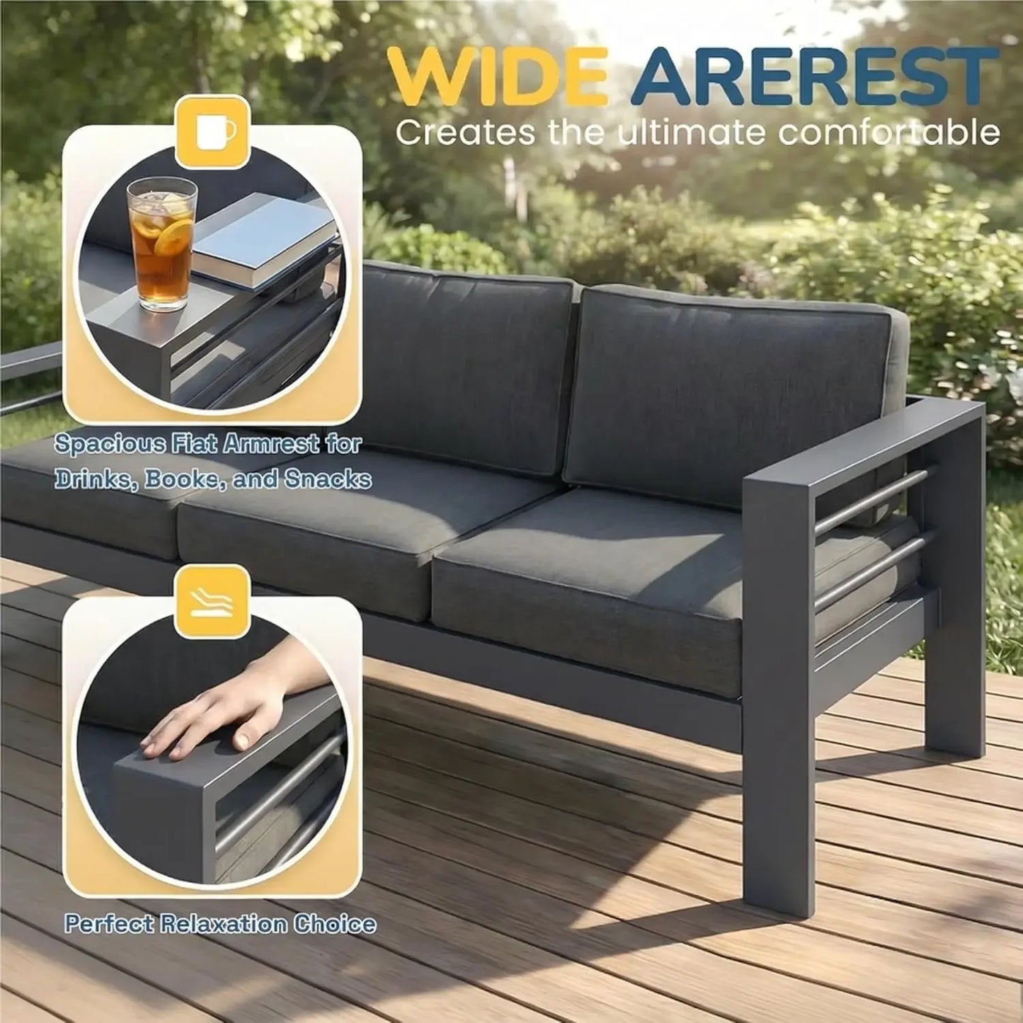 Aluminum Patio Furniture Set for All Weather, Oversized Metal Outdoor Furniture Set with 27.5" Deep Seating and, Customized