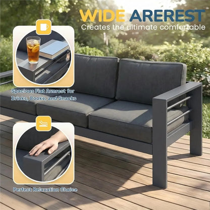 Aluminum Patio Furniture Set for All Weather, Oversized Metal Outdoor Furniture Set with 27.5" Deep Seating and, Customized