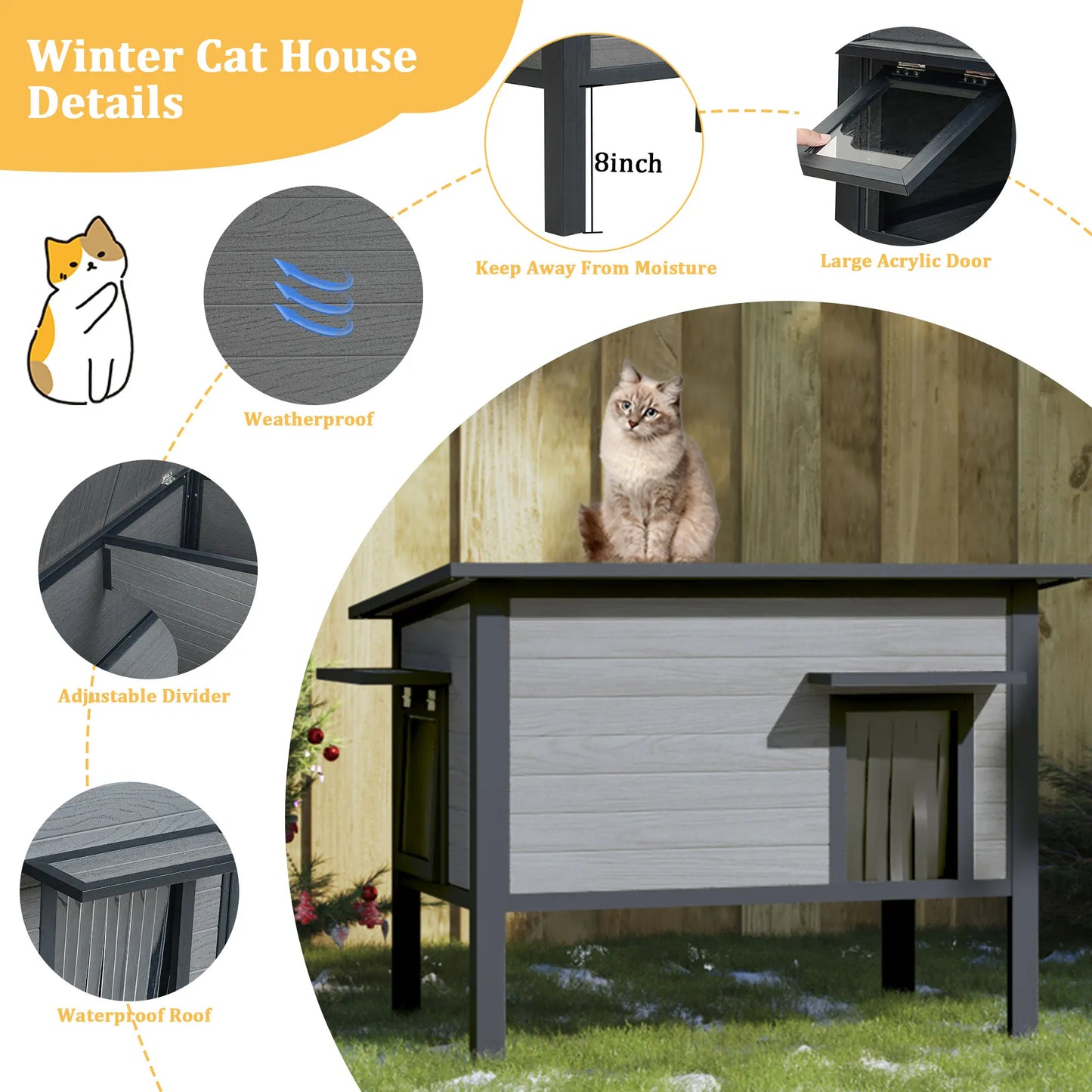 Indoor Outdoor Cat House, Weatherproof,