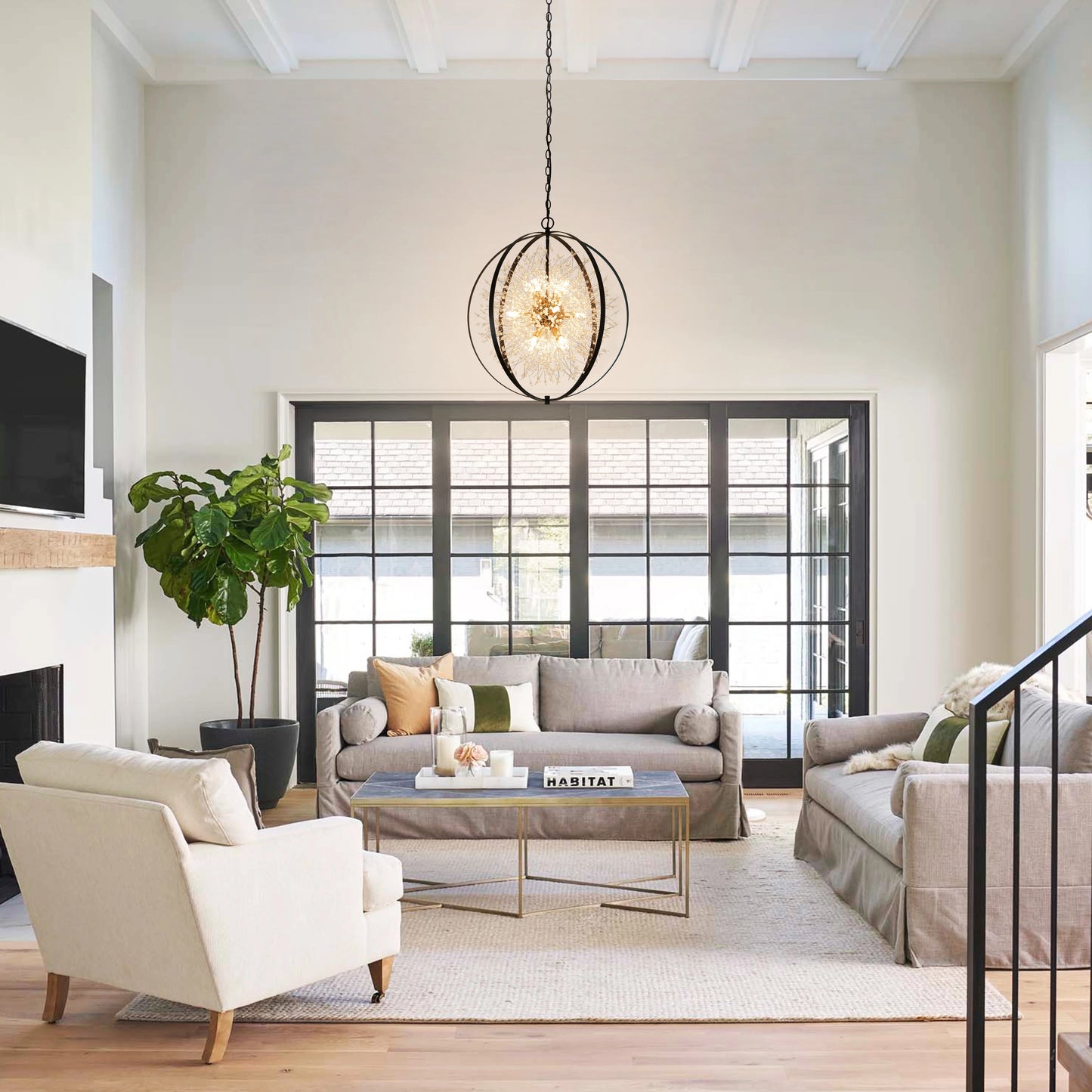 Crystal Chandelier 12-Light Dimmable Sputnik Light Fixtures Dandelion Chandelier Globe Chandelier for Dining Room Bedroom