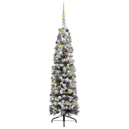 59.1 Slim Pre-lit Green Artificial Christmas Tree