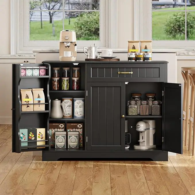 Kitchen Coffee Bar Cabinet with Storage Kitchen Sideboard Buffet Cabinet with Drawers, Short Pantry with Door and, Customized
