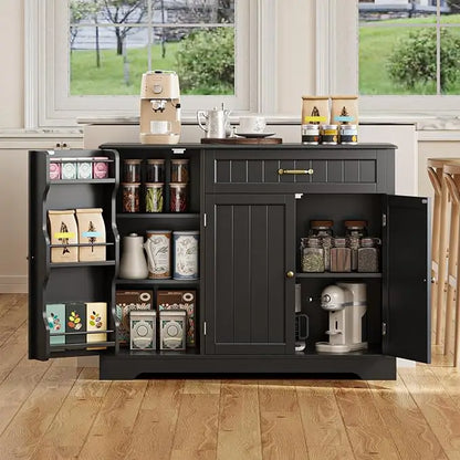 Kitchen Coffee Bar Cabinet with Storage Kitchen Sideboard Buffet Cabinet with Drawers, Short Pantry with Door and, Customized