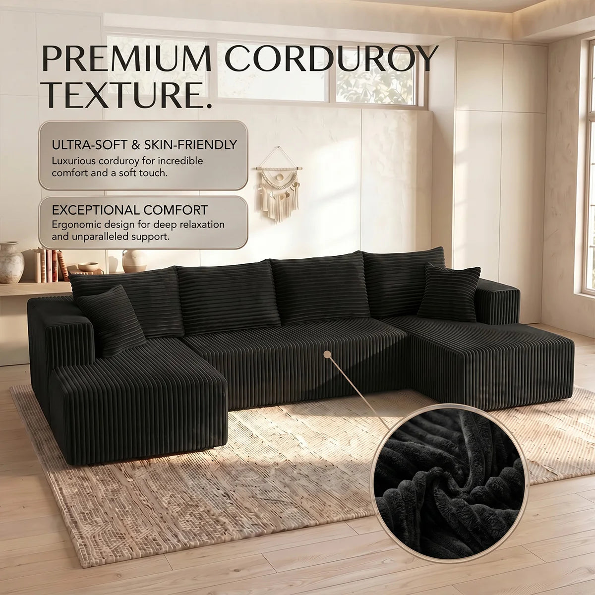 U-shaped Modular Canvas Sofa