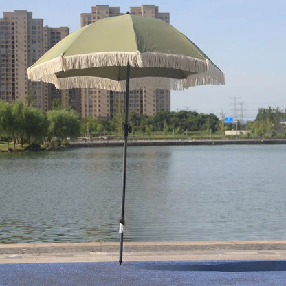 Outdoor Sun Umbrella Beach Large Garden Backyard Sun Umbrellas Camping Foldable Pool Patio Umbrellas Retro Tassel Sunshade