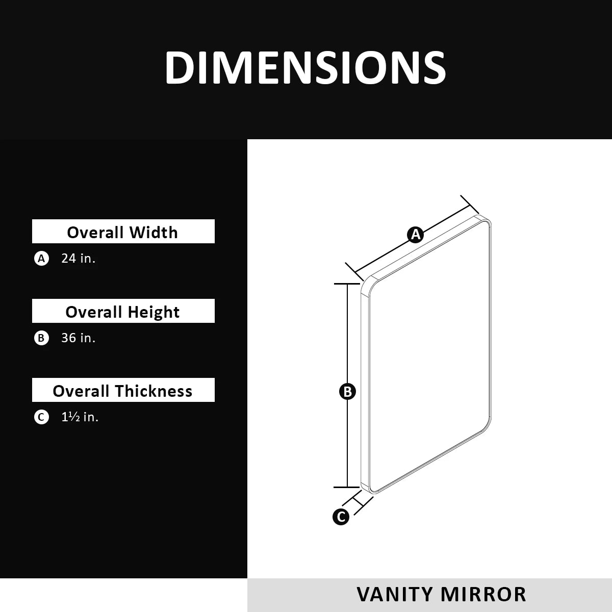 Aluminum Framed Matte Black Rectangle Bathroom Wall Mirror