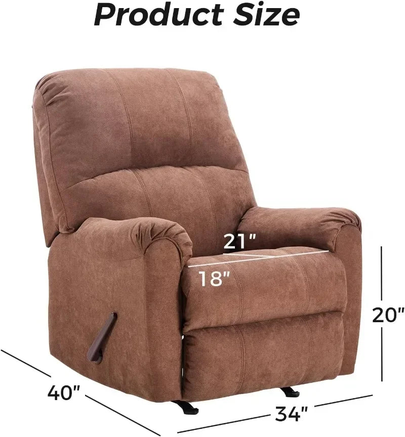 Rocker Recliner Chair for Adults Set of 2,Manual Recliner Chair with Overstuffed Backrest and Armrests,Soft Fabric Manual