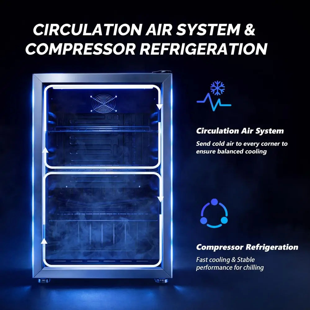 Beverage Cooler Refrigerator, Mini Cooler with Removable Shelves, 3250F Temperature