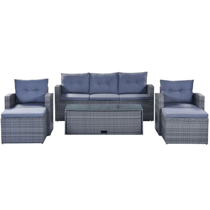 GO 6piece All-weather Wicker PE rattan Patio Outdoor Dining Conversation Sectional v