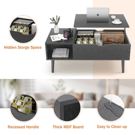 Desk Tea Dining Table Coffee Tables For Living Room 39.37"x19.7" Shelf Easy Lift Or Lower