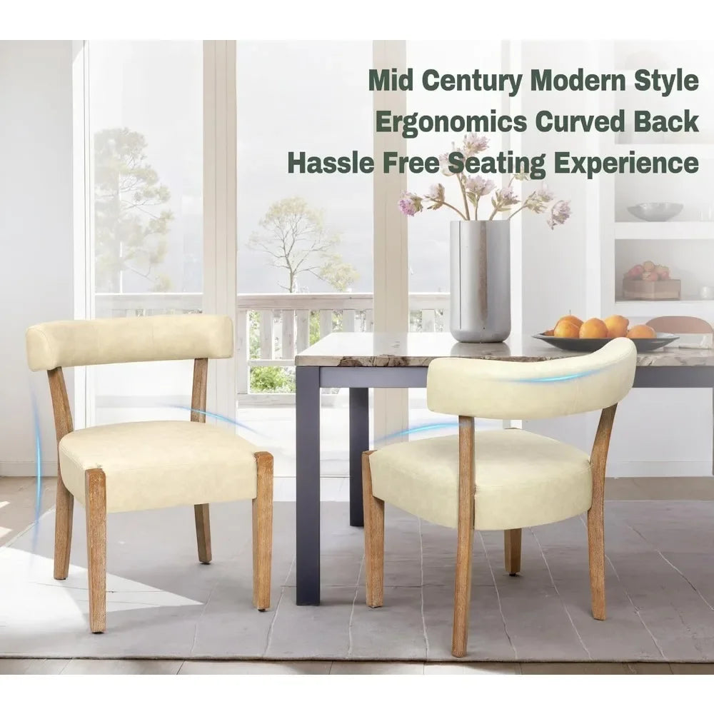 Leather Dining Chairs Set of 6 Upholstered Kitchen & Dining Room Wooden Chairs Mid Century Modern Dining Chairs