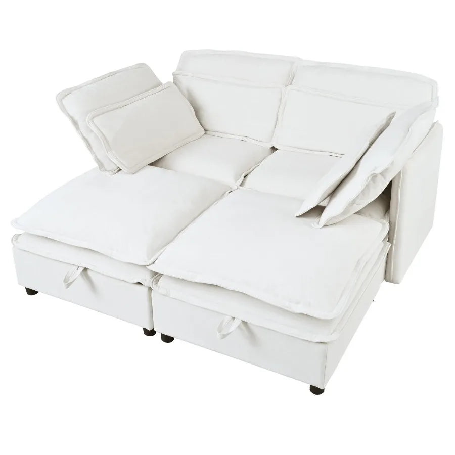 U_Style DoubleLayer Cushion Modular Sofa Freely Combinable 4Seater with Storage Function Includes 4 Soft Cushions Perfect for L